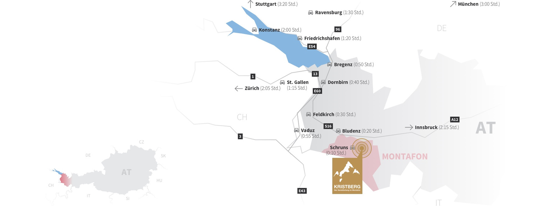 Übersichtskarte Vorarlberg und Montafon | © Montafon Tourismus GmbH