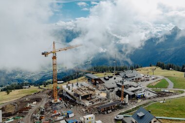 Luftaufnahme von der Baustelle Neubau Bergrestaurant Grüneck | © Golm Silvretta Lünersee Tourismus GmbH Bregenz, Philipp Schilcher
