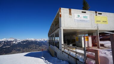 Winteraufnahme von der Baustelle Neubau Bergrestaurant Grüneck | © Golm Silvretta Lünersee Tourismus GmbH Bregenz, Veronika Grüner