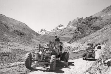 Bild von den Ursprüngen der Silvretta-Hochalpenstraße in schwarz und weiß | © Golm Silvretta Lünersee Tourismus GmbH Bregenz