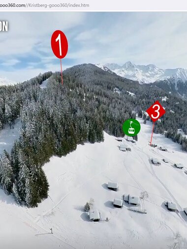 360 Grad Animation vom Skigebiet am Kristberg im Silbertal, dem Genießerberg im Montafon | ©  ski.gooo360.com | Part of Agentur GRADEXT