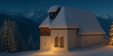 Silbertaler Bergknappen Weihnacht - Bergknappenkapelle St. Agatha in weihnachtlicher Stimmung mit Christbaum | © Montafoner Kristbergbahn Silbertal GmbH, Jürgen Zudrell vom Panoramagasthof Kristberg